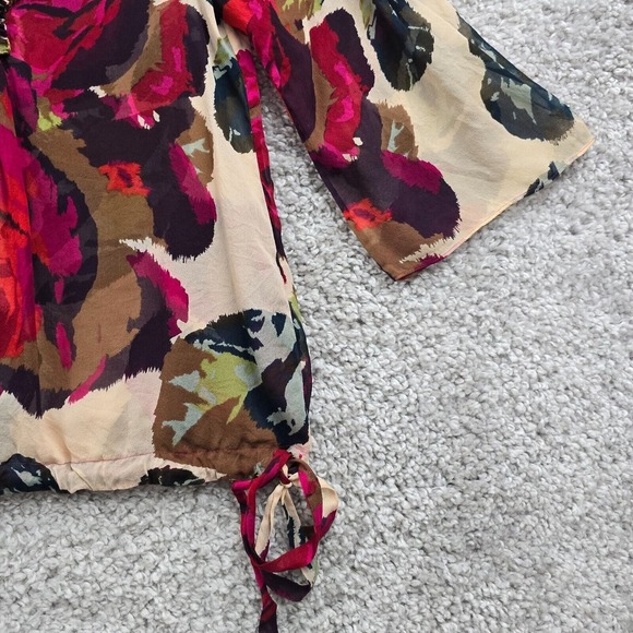 Diane von Furstenberg Top Womens 4‎ Colorful Slik 3/4 Sleeve Flare Art to Wear - Picture 2 of 11